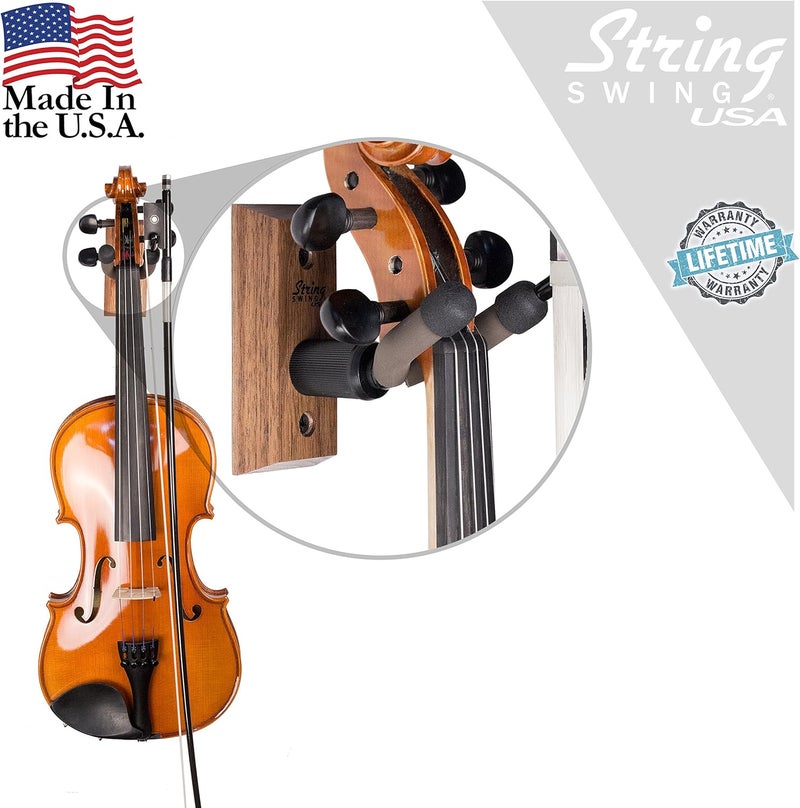 String Swing CC01V Wall Mount Violin Hanger (Black Walnut) - Image 4